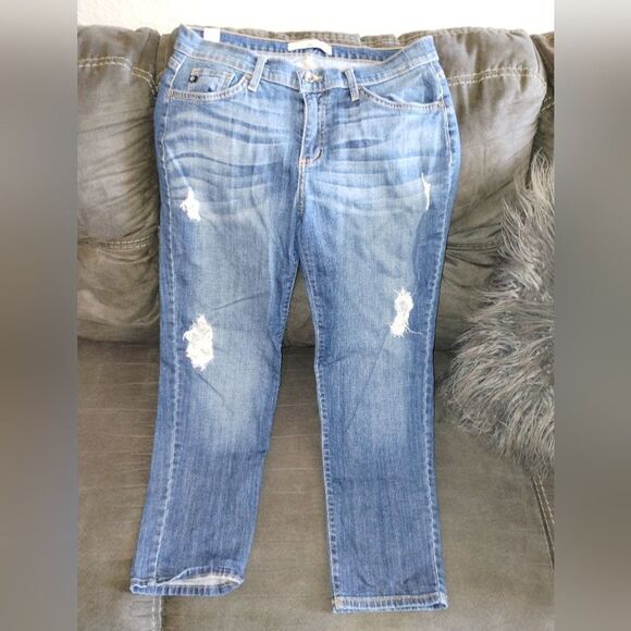 Kancan Boyfriend Style/Estilo Distressed Denim Jeans Sz 7/27" - Picture 1 of 10